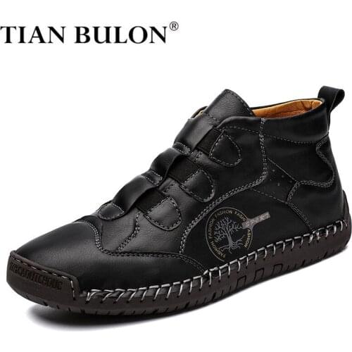 Brand Autumn Men Boots Classic Men Leather Boots Italy Handmade Man Ankle Boots Waterproof Non-slip Man Moccasins Botas Hombre