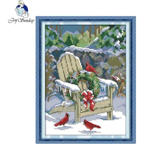 Precise Printed Christmas Snow Pattern Cross Stitch Sets For Embroidery Kits Thread Counted Cross-Stitching