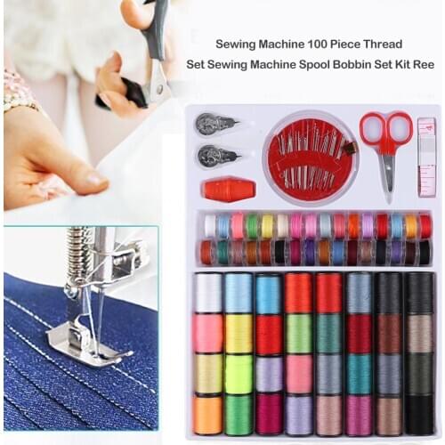 100pcs/set Assorted Colors Thread Set Sewing Machine Spool Bobbin Kit Hand Craft Embroidery Accessories Home Sewing Accessories