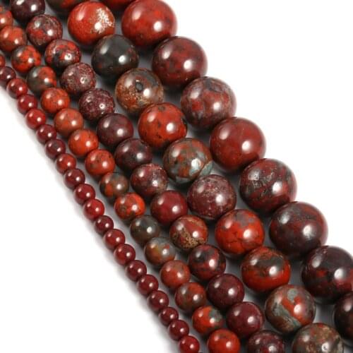 Natural Red Round Loose Beads 4 6 8 10 12 MM Pick Size for Jewelry Making 15" Strand