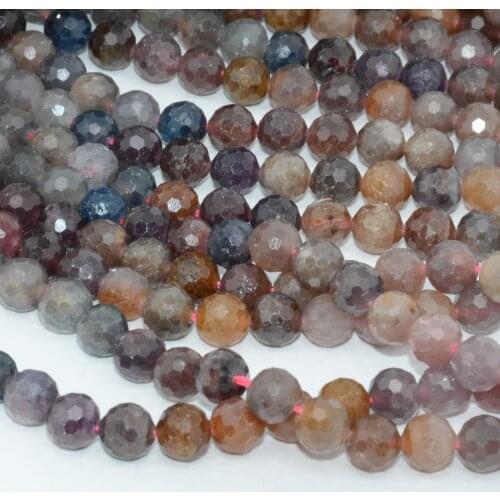 Natural Ruby + Sapphire Faceted Loose Round Beads 6.8mm