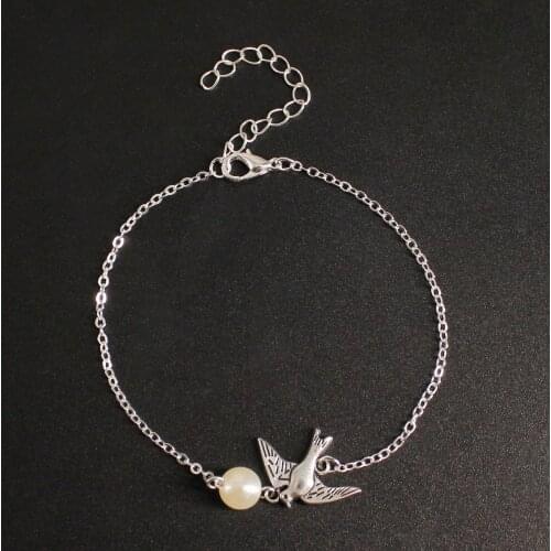 New Fashion Peace Pigeon Foot Chain Anklets Imitation Pearl Pendant Adjustable Ankle Bracelets Foot Accessories K116