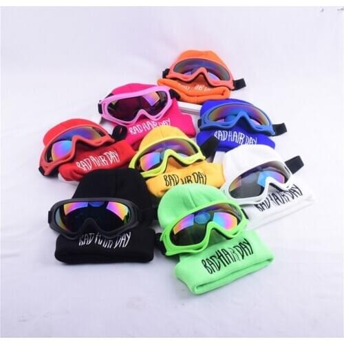 New hip-hop mens and womens embroidery glasses woolen cap 2-in-1 letter lovers caps ski caps riding caps riding glasses