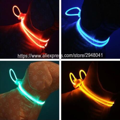 5 Colors Pet dog Collar Night Safety Light-up Flash Glowing in Dark Cat Collar LED Dog Collars Small Dogs Dog Accessories 80cm