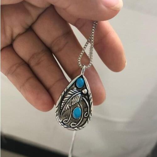 Punk Ancient Stainless Steel Animal Feather Pendant Turquoises Eagle Pendants Necklaces for Women Men Biker Vintage Jewelry
