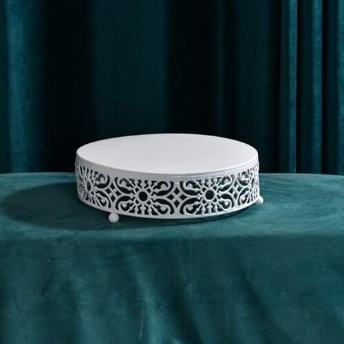 Hollow Floral Pattern Round Metal Cake Stand Holder Dessert Cupcake Pastry Candy Display Plate Tray for Wedding Birthday Party