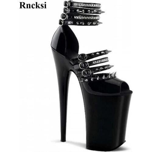 Rncksi Women Sexy Rivets New Shoes sandals platform 20cm high heels Night clubbing Pole Dance Girls Sandals Peep Toe Shoes