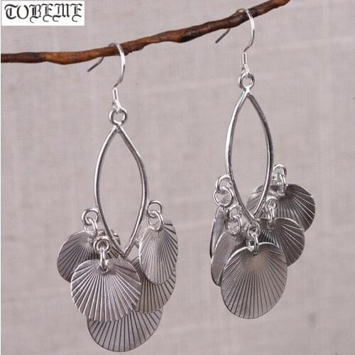 Handmade 100% 990 Silver Drop Earrings Thailand Silver Bohemia Earrings Pure Silver Women Earrings