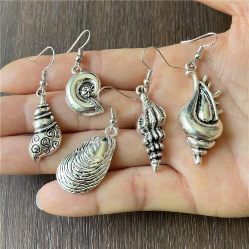 Metal alloy shell snail earrings pendant DIY mens and womens jewelry connector daily wear jewelry accessories