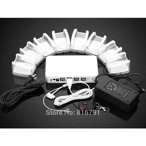 Free DHL shiping 8 in 1 Multiports Mobile Phone Anti-theft Display Alarm system for cell phone retail store security, charging