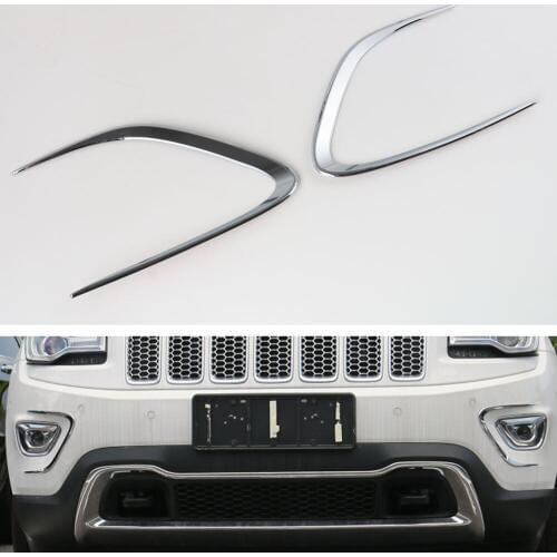 Car Styling Front Fog Light Lamp Eyebrow Cover Trim Chrome ABS Bumper Protector Decor Moldings For Jeep Grand Cherokee 2014-2016