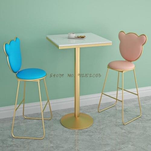 Leisure table and chair combination milk tea restaurant tea drink marble gold table and chair Nordic balcony back makeup chair