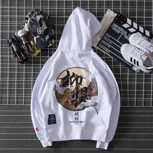 2020 New Autumn Embroidered Harajuku Style Hoodies Couple Oversize Hip Hop Streetwear Chinese Characters Sweatshirt Print Tops