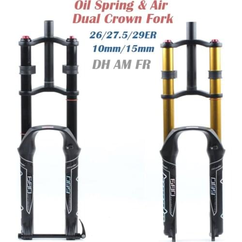 MTB Bicycle Oil Spring& Air Forks Dual Crown Absorber 26/27.5/29ER DH AM FR Rebound Adjustment Mountain Bike Suspension