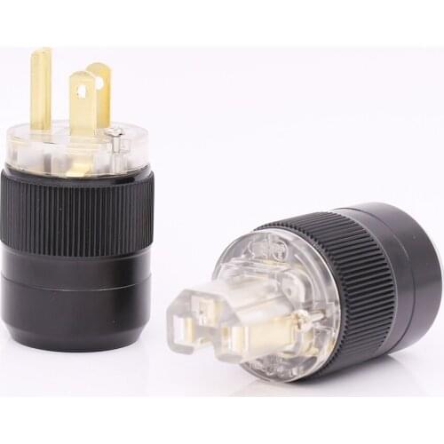 High quality Gold Plated transparent US AC Power Plug hifi IEC Female Connector DIY Power cable