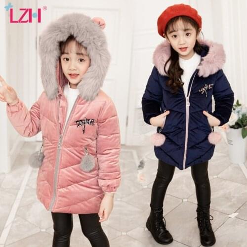 LZH 2021 Winter Teenage Girl Jacket Jacket For Girls Coat Kids Warm Hooded Outerwear Thickened mid-length Coat Clothes 4-12 Year