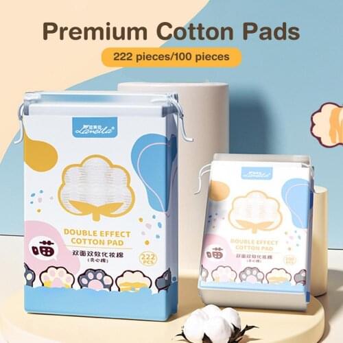 100/222pcs Cosmetic Cotton Pads Natural Makeup Remover Pad None-woven Thin Cozy Soft Cotton for Face Facial Clean Pads