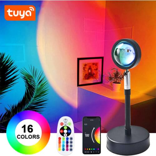 Sunset Lamp RGB 16 Colors APP Remote Control Atmosphere Projection Led Night Light For Home Bedroom Shop Background Decoration