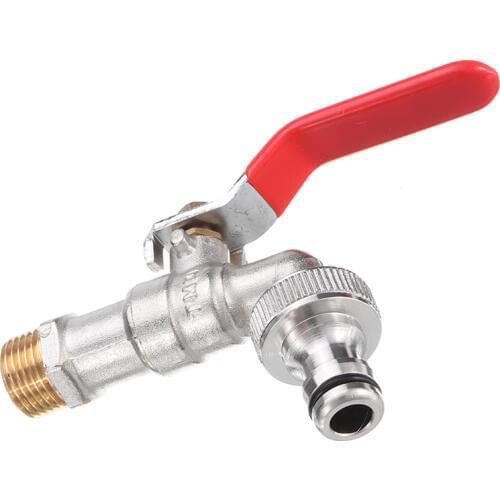 1/2 Inch Lever Brass Single Cold Tap Washing Machine Faucet Adapter with Nozzle Male Thread for Garden Irrigation