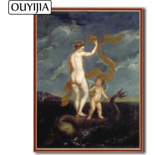 OUYIJIA Diamond Painting Oil 5D DIY Venus And Adonis On A Dolphin Rhinestone Decoration Embroidery Diamond Mosaic Cross Stitch
