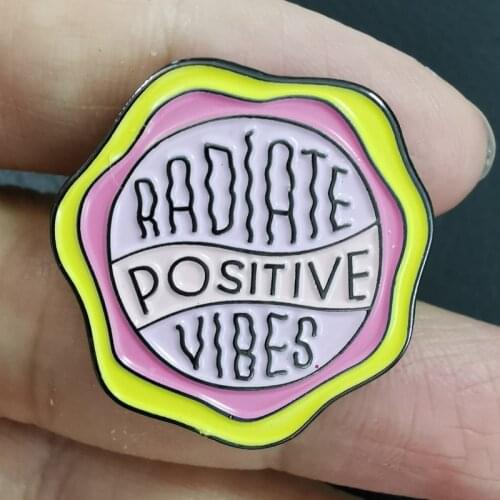 Cartoons No Bad Vibes Radiate Positivity Brooch Pins Enamel Metal Badges Lapel Pin Brooches Jackets Fashion Jewelry Accessories