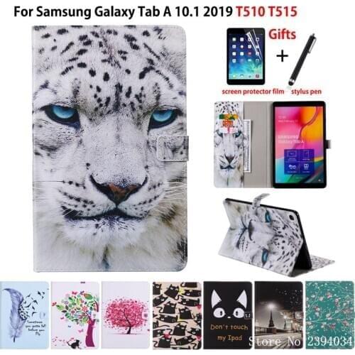 SM-T510 Case For Samsung Galaxy Tab A 10.1 2019 T510 T515 SM-T515 Cover Funda Tablet fashion Pattern Flip Stand Shell +Gift