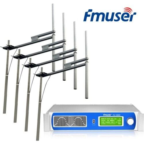 FMUSER FU-1000C 1U 1000W FM Transmitter+4*FU-DV2 Antenna+30M 1/2"Cable