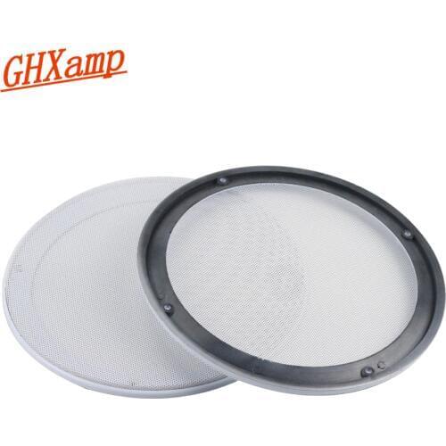 GHXAMP 2PCS 8 inch White Car Speaker Grill Mesh Enclosure Net Protective Cover Subwoofer DIY High-grade modified Loudspeaker ABS
