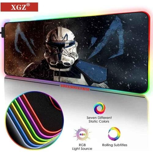 Mask Image Nonslip LED Light Large Gaming Mouse Pad RGB Luminous Keyboard Laptop Mouse Pad Suitable for Gaming Console Table Mat