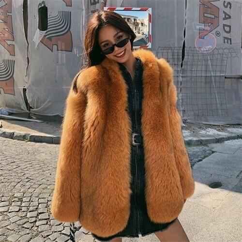 FURSARCAR 2020 New Winter Womens Jackets Real Natural Fox Fur Coat Thick Warm Orange Color Customize Genuine Fur Outwear