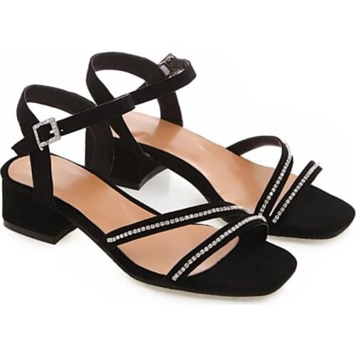 Summer European and American elegant fashion high heel women shoes open toe Rome black sandals shoes woman plus size 34-50 319