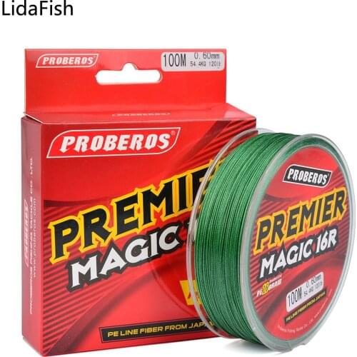 Lidafish16 Strands 100M Multicolour PE Braided Fishing Line 20-120LB Multifilament Fishing Line Fishing Accessories