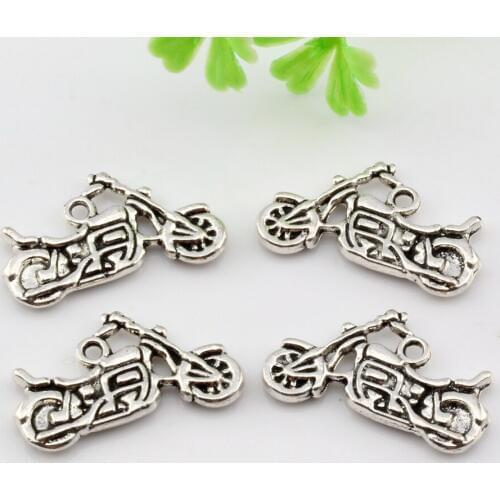 Hot ! 10pcs Zinc Alloy Duplex Motorcycle Charm Pendants DIY Jewelry 24x14mm A-007