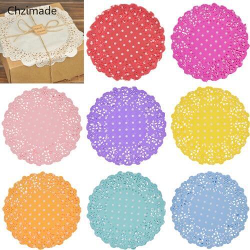 Lychee Life Dots Lace Paper Doilies Placemats For Wedding Party Decoration Supplies Diy Scrapbooking Paper Crafts
