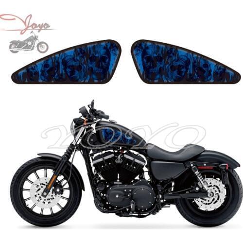 Motorcycle Blue Skull Flame Decal Fuel Tank Decals Stickers For Sportster XL883N XL883R XL883C XL1200N XL1200V XL1200X XL1200C