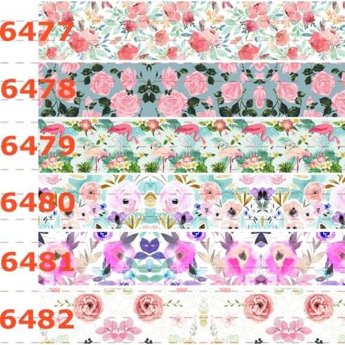 New 50 yards fresh colorful flowers ribbon printed grosgrain ribbon 6471-6482