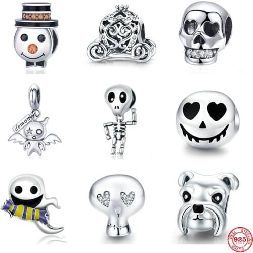 New Halloween gift skull dog demom european diy Bead fit original Pandora charms silver 925 Bracelet for girl fashion jewelry