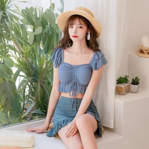 2021 New Summer Two Pieces Swimsuit Swimming Beachwear Sexy Swimwear Backless Bikini Women Swimming Swimskirt