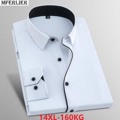 Men shirt long sleeve larger size big 8XL 10XL 6XL 7XL new arrival cotton shirts business office 12XL 14XL formal loose 42 44 48
