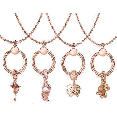 New Special O-shaped Women Necklace DIY Rose Flower Pendant Wedding Birthday Valentines Day Brand Necklace Gift Direct Delivery