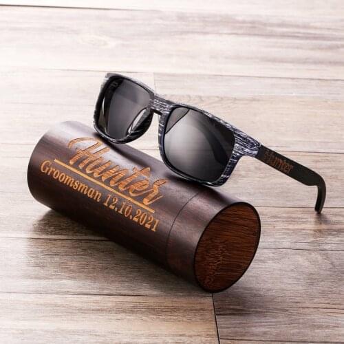 Personalized Polarized Wooden Sunglasses Wooden Cylinder image 0 Personalized Polarized Wooden Sunglasses Wooden Cylinder image