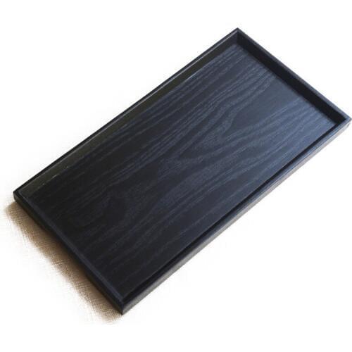 Japan Style Solid Wooden Tray Black Rectangle Serving Plate for Home/Hotel Serving Tray Storage Tray for Tea Wood Tableware