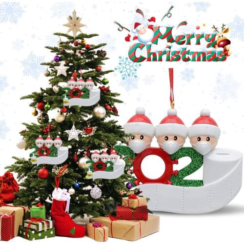 New 2020 Quarantine Christmas Party Decoration Gifts Santa Claus With Mask Personalized Xmas Tree Hanging Pendants Ornaments