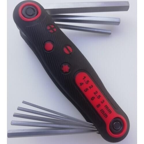 Portable foldable six-flute wrench set to strengthen the hexagonal wrench flat-head inner hexagonal wrench for repair tools