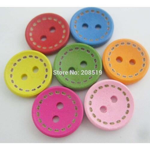 WBNWGO Fashion buttons 50pcs/lot Various colors children clothes sewing accessories 15mm/20mm/25mm wood Button