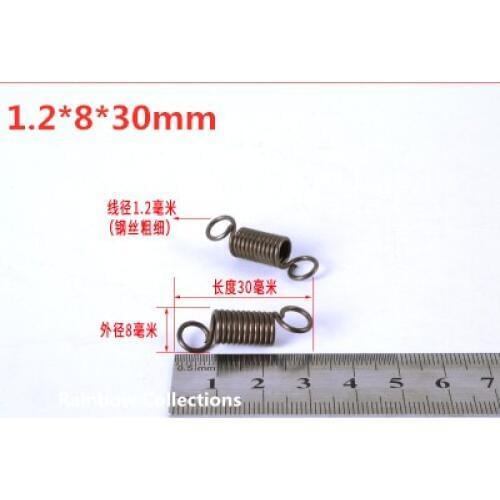 Hot Sales! 6pcs/set 1.2*8*30mm spring steel tension spring tension with hooks springs