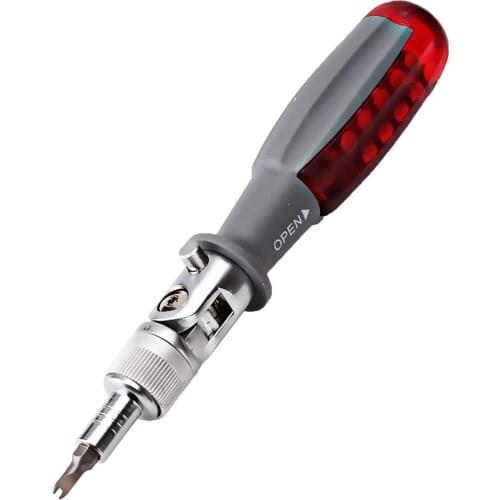 Angle & Head Adjustable Screwdriver with 10 Replaceable Head & Storage Sink Compatible with 6.35mm Screw Head _WK
