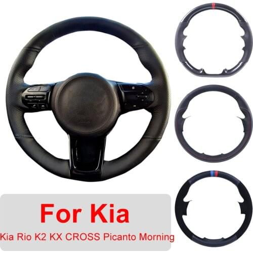Hand Sewing Car Steering Wheel Cover Customized For Kia Rio K2 KX CROSS Picanto 2017 2018 Morning 2017 Braid For Steering Wheel