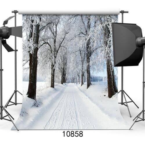 Snow Covered Forest Walkway Photographic Background For Wedding Children Baby Shower New Born Vinyl Backdrop Photocall Booth
