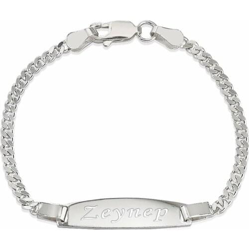 Tesbihane 925 Sterling Silver Chain Personalized Name Written Child Bracelet